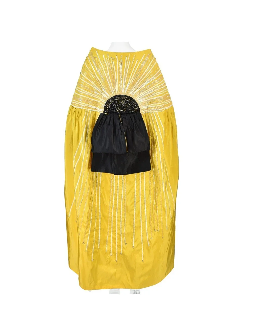 LEE MENICHETTI Golden Yellow Silk Faille Cloak with Black Silk Lining OS